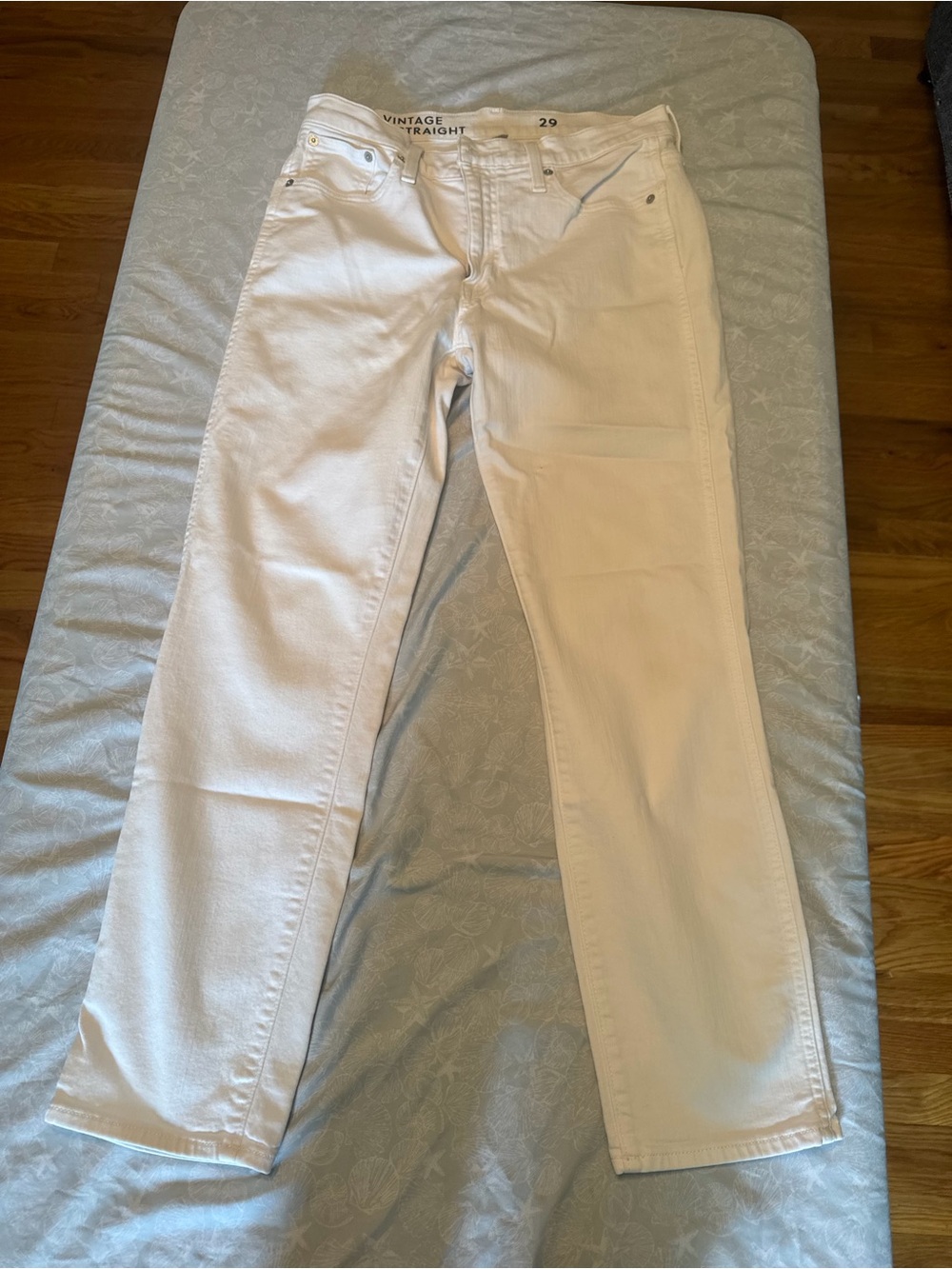 Vintage Slim Straight White Jeans - Size 29